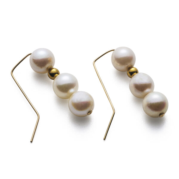 Triple Akoya Pearl Hook Earrings