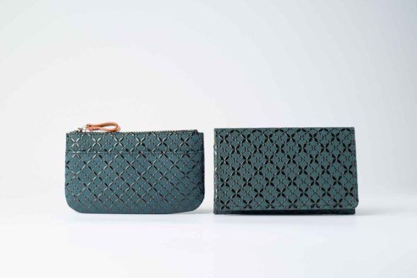 HISOCA Green Shippou Tsugi F Coin Case 02 & Business Card Case