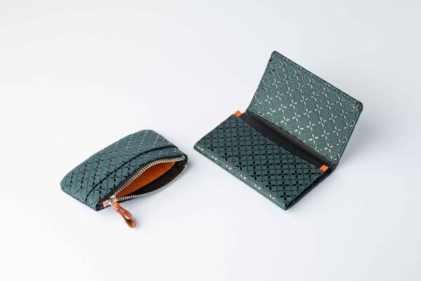 HISOCA Green Shippou Tsugi F Coin Case 02 & Business Card Case - Image 4