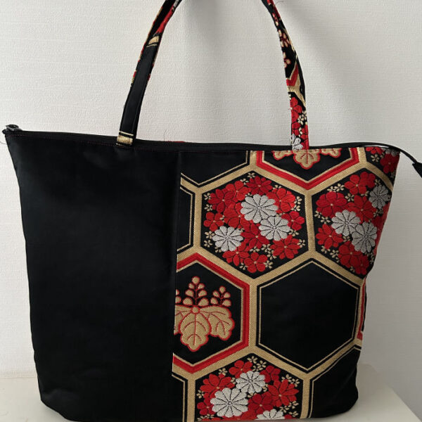 Tote Bag Made from Kimono Obi – “Black”