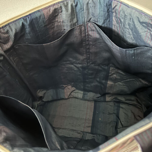 Tote Bag Made from Kimono Obi – “Silver” - Image 2