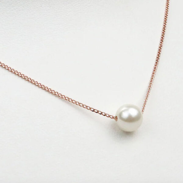 Akoya Pearl Single Bead Necklace (Pink Chain) - Image 2