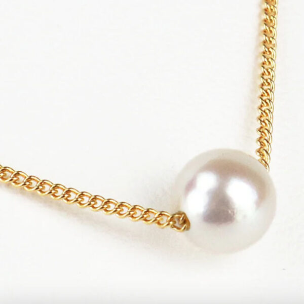 Akoya Pearl Single Bead Necklace (Gold Chain)