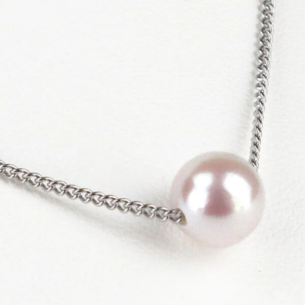 Akoya Pearl Single Bead Necklace (Silver Chain)