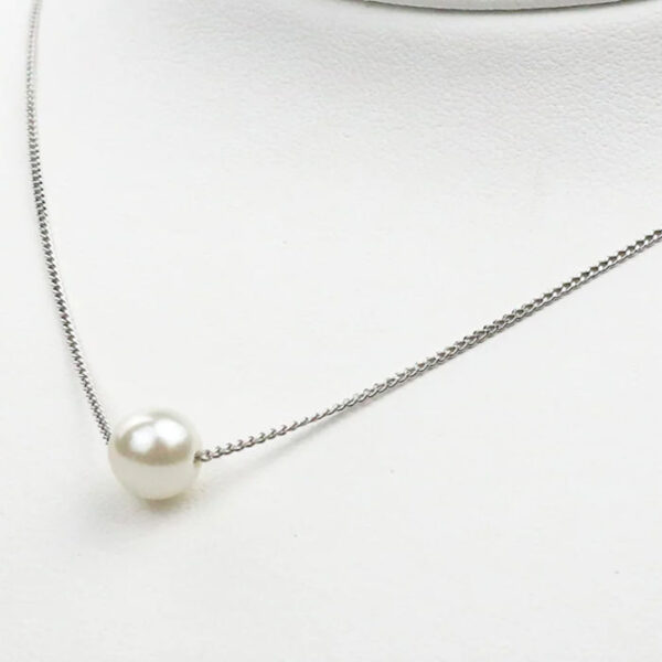 Akoya Pearl Single Bead Necklace (Silver Chain) - Image 2