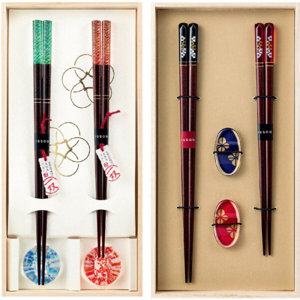 Chopstick Set for Couples with Rests – Shiokaze & Mankai-zakura Design Set