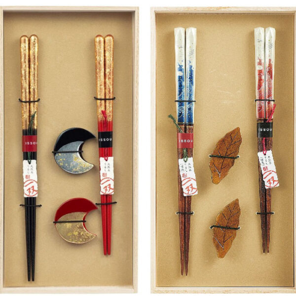 Zuiun & Akatsuki Chopstick Rests (2 pcs) + Iwai-nami & Hiiragi Chopstick Rests (2 pcs) Set