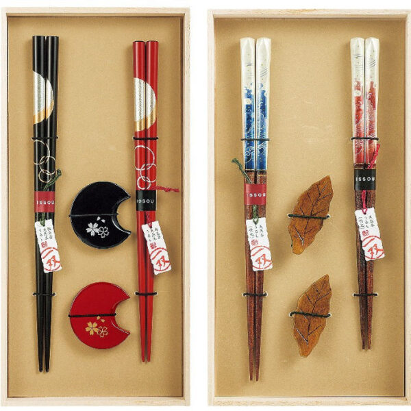 Yoimachizuki & Hana-zakura Chopstick Rests (2 pcs) + Iwai-nami & Hiiragi Chopstick Rests (2 pcs) Set