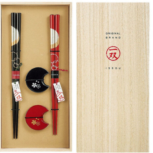 Yoimachizuki & Hana-zakura Chopstick Rests (2 pcs) + Iwai-nami & Hiiragi Chopstick Rests (2 pcs) Set - Image 2