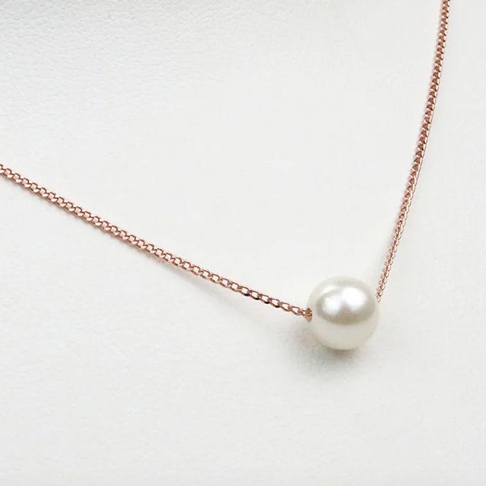 akoya pearl single bead necklace (pink chain)