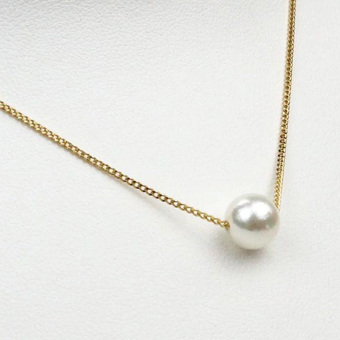 akoya pearl single bead necklace (gold chain)