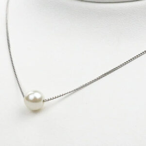 akoya pearl single bead necklace (silver chain)