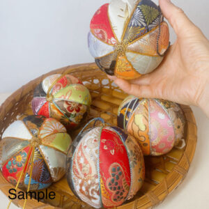 set of 5 large brocade hanging balls, 10cm (3.9 inch) japanese fabric ornaments, colorful handmade decoration, christmas tree decor
