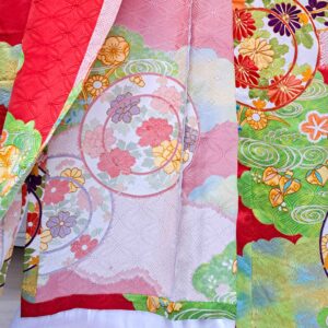 cloud layered auspicious flower and plant pattern long sleeved kimono gown