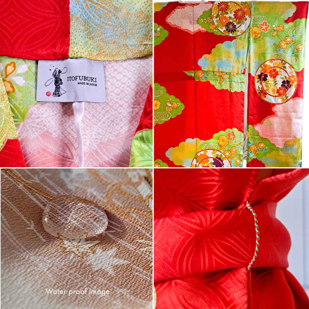 cloud layered auspicious flower and plant pattern long sleeved kimono gown