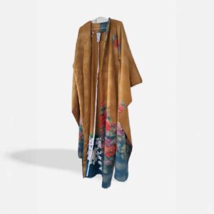 golden flower long sleeved kimono gown