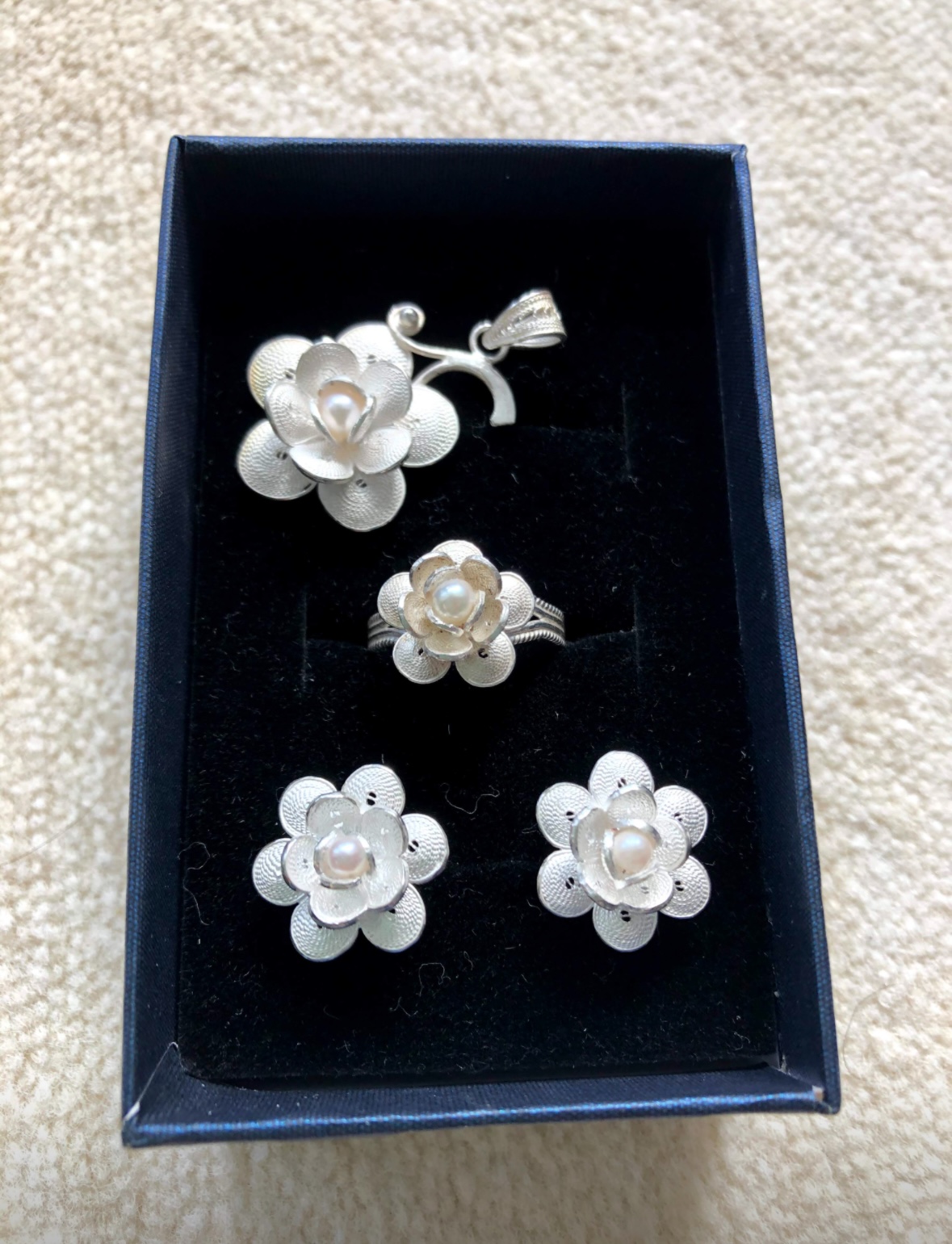 three piece set with japanese baby pearls