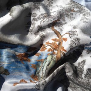 men’s long gown hand painted tie dye “japanese mountains and water landscape painting”