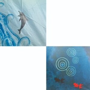 all weather dolphin pattern long umbrella & goldfish pattern folding umbrella