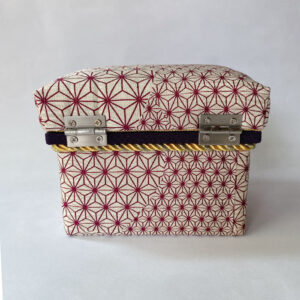 kimono silk keepsake box – hemp leaf motif on paulownia wood