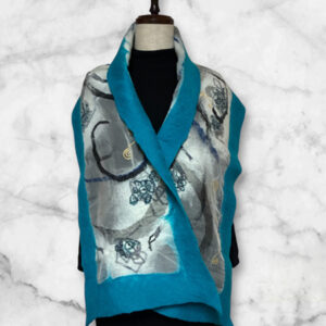 ink writing shawl (blue)