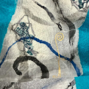 ink writing shawl (blue)