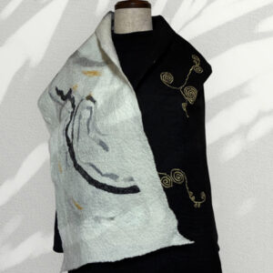 ink writing shawl (black & white)