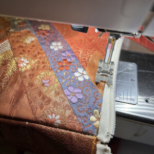 tote bag made from kimono obi – “brick red”