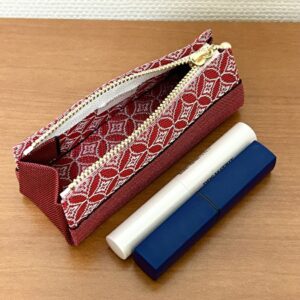 tatami border glasses case, lip case, coin case, 3 piece set (red)