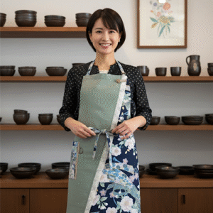 Wakaba – Fresh Young Leaves NURENGANE Wa-Modern Apron for the Hinoe-Uma Year (Featuring a Lucky Motif of Cherry Blossoms and Tied Noshi)