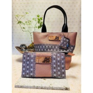 Asanoha Pattern "Sakura" 3-Piece Set (Tote Bag, Wallet) ※Includes a Mini Clasp Coin Purse