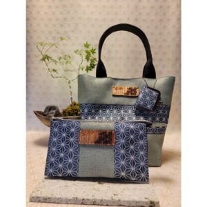 Asanoha Pattern "Celadon" 3-Piece Set (Tote Bag, Wallet) ※Includes a Mini Clasp Coin Purse